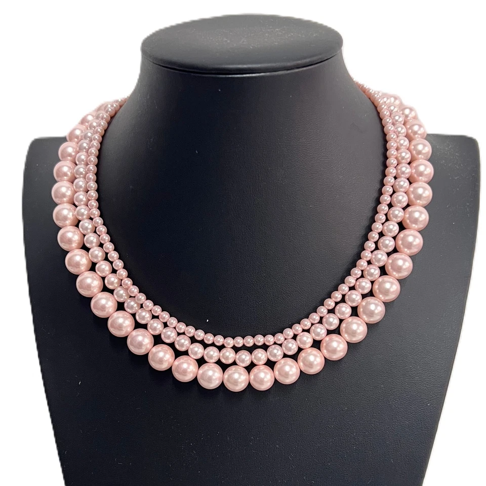 Collana di Perle Girocollo da Donna Perla di Conchiglia 5 6 8 10 12mm - Immagine 2 di 2