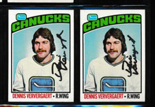 Lot (2) 1976-77 Topps#175 Dennis Ververgaert Canucks Signed Autograph (AW76)