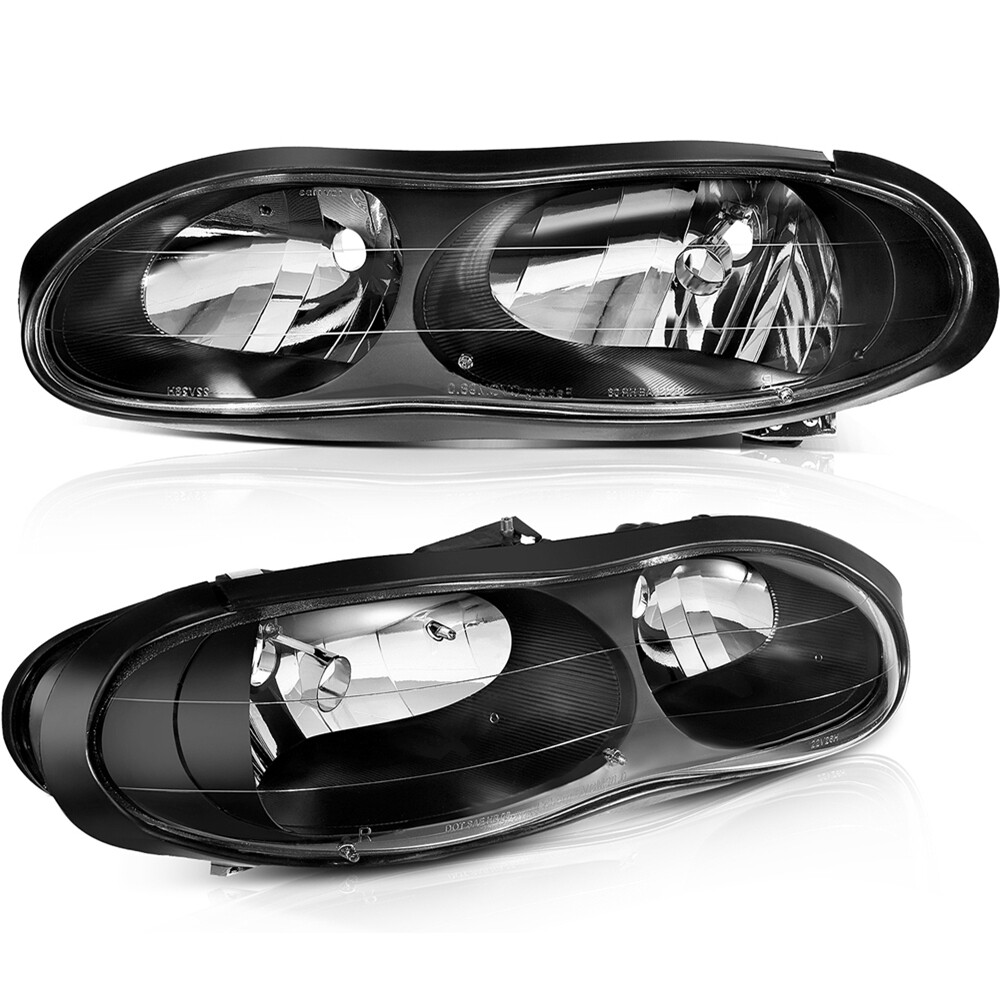 For 1998-2002 Chevy Camaro Black Housing Headlamps Headlight Assembly LH+RH Pair