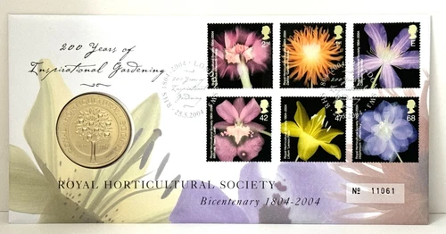 2004 Royal Horticultural Society Coin Cover – Great Britain – RHS Centenary