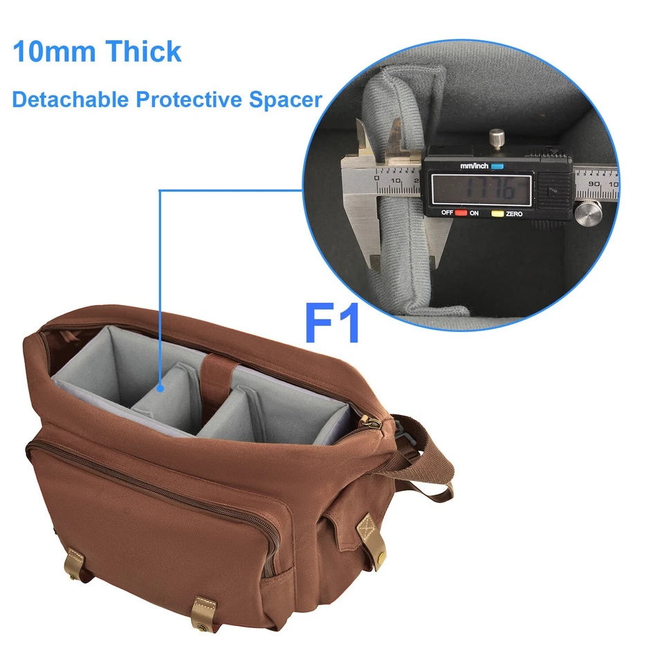 Women Men DSLR Digital Camera Bag 14 Inch Laptop Canvas Shoulder Sling Messenger - Image 4 of 4