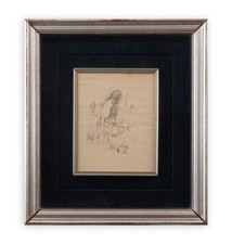 Orfeo TAMBURI (1910-1994) Quadro Dipinto China su Carta Donna seduta in Cornice