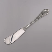 Rose Point by Wallace Flat Handle Butter Spreader 5 1/2. Wallace Sterling Knife
