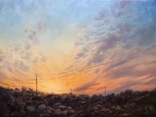 Original Oil Painting Sunset Painting Landscape Sky Painting