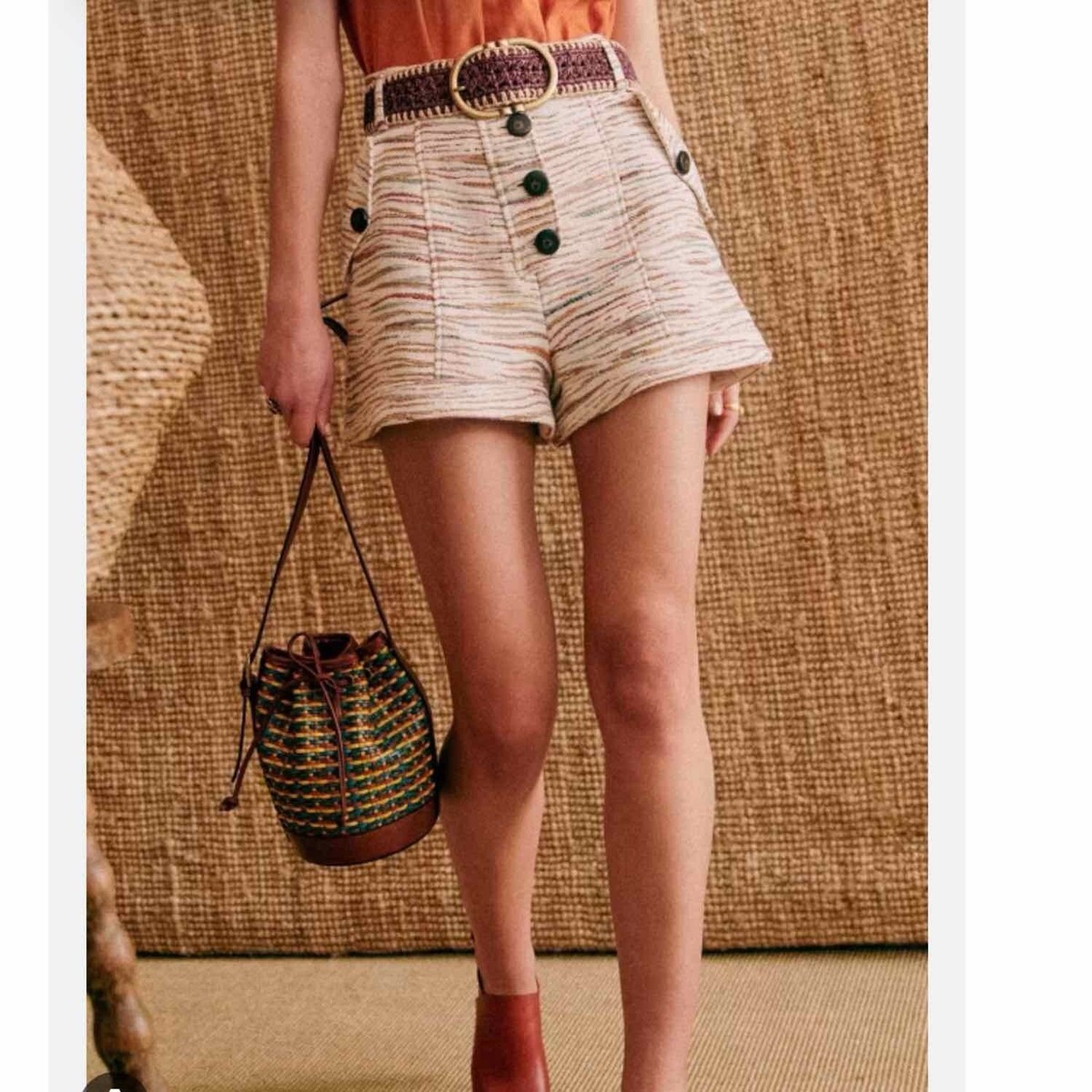 Sezane Kenan Jacquard Multi Color Belted Short Size US 2 | eBay