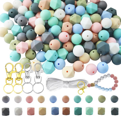 Silicone Beads, 150Pcs 15Mm Silicone Beads Bulk Rubber Beads Hexagon Silicone Be
