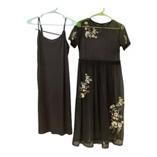 Forever 21 Black Two Piece Dress Set Size S