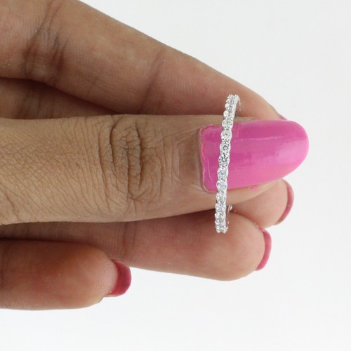 Full Eternity 0.85 Ct Round Natural Diamond 14K Gold Engagement Band Ring Size 7 - Picture 4 of 12