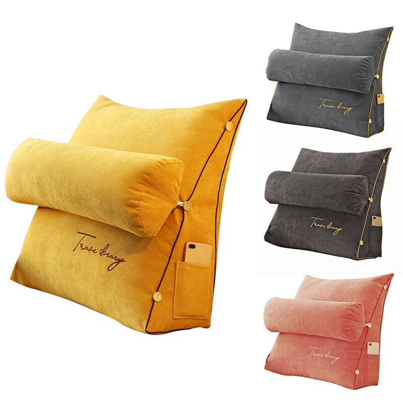 Velvet Triangle Reading Pillow Backrest Cushion Sofa Bed Wedge