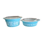 Pyrex Amish Butterprint 471 & 473 1pint & 1 Quart Refrigerator Dishes with Lids