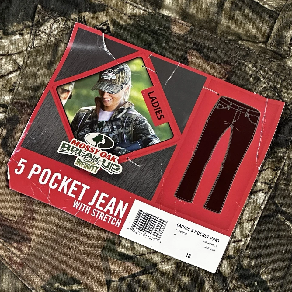 Mossy Oak Camo Jeans Womens 18 Stretch Hunting Pants 5 Pocket Break Up Infinity - Image 4 of 4