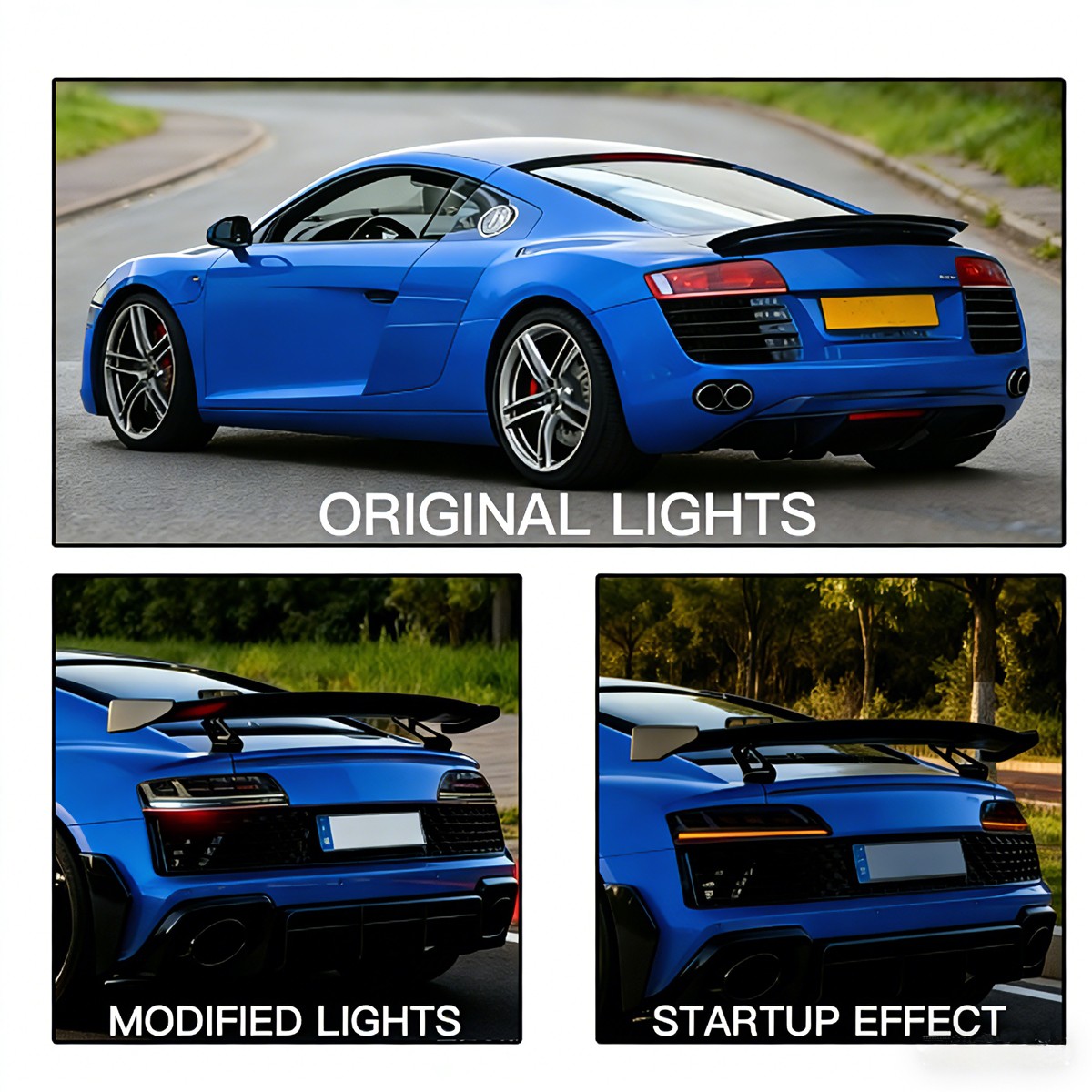 Rear LED Clear Lens Tail Lights VANTA DESIGN Left+Right For Audi R8 2007-2015