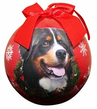 "Bernese Mt Dog Christmas Ornament" Shatter Proof Ball Easy To Personalize