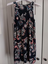 ANN TAYLOR Tank Dress Floral Navy Blue Women’s XS (Jo)