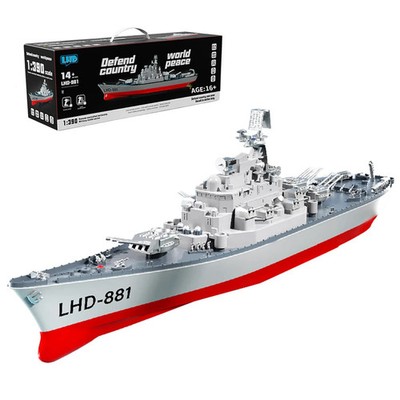 RC Battleship 1/390 Scale 2.4G Twin EngineHigh Speed Electric Warship RTR LED