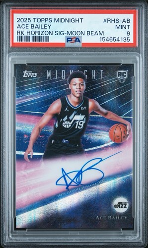 PSA 9 2025 Topps Midnight Ace Bailey Rookie Horizon Signatures Auto Utah Jazz - Picture 1 of 2