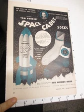 Tom Corbett Space Cadet 1952 TV show rocket child socks shirt pajama print ad