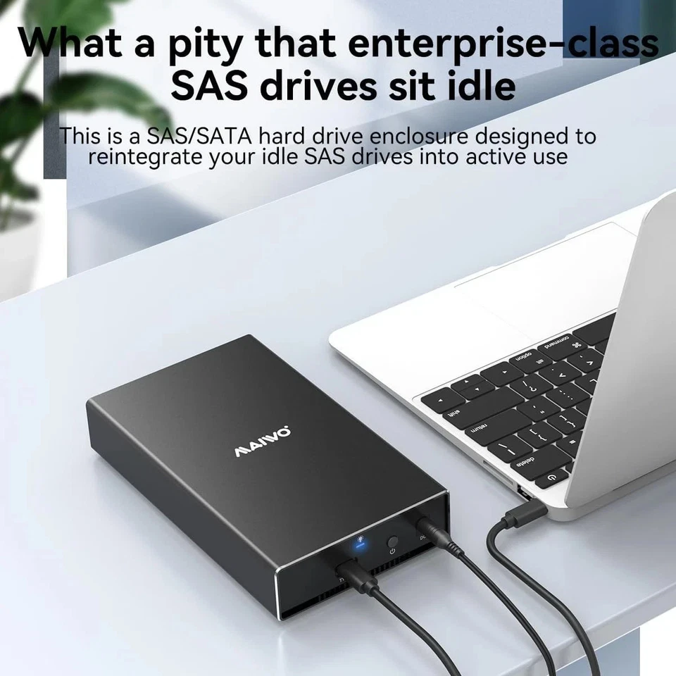 External SAS/SATA Enclosure - 2.5/3.5 inch SSD/HDD, SAS to USB3.1 Converte - Image 2 of 4