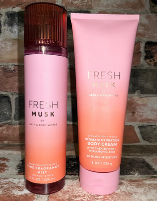 Bath & Body Works Fresh Musk Fine Fragrance Mist + Ultimate 48Hr Body Cream Set