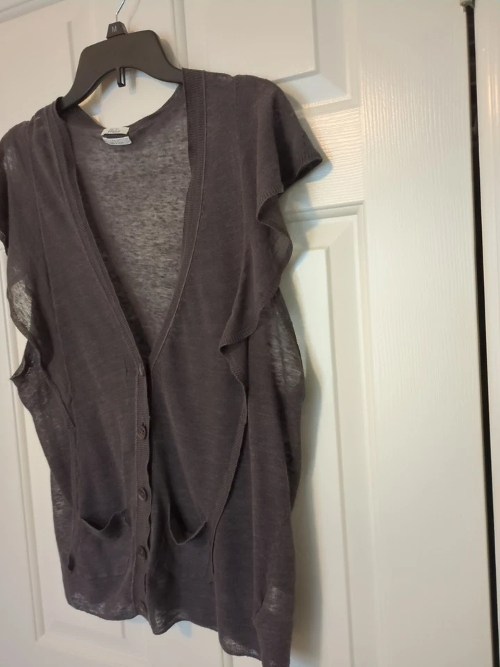 Cárdigan Suéter Chaleco Madewell Wallace Susurro con Volantes Tejido Manga Corta Talla L Foto 4 de 4