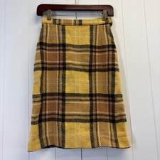 Handmade Retro Plaid Wool Pencil Skirt Women Size XS Dark Academia Preppy Twee