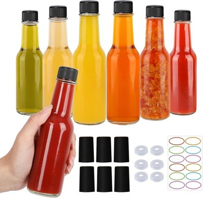 STARSIDE 5 oz Hot Sauce Bottles 6 Pack, Empty Pepper Bottle, clear 