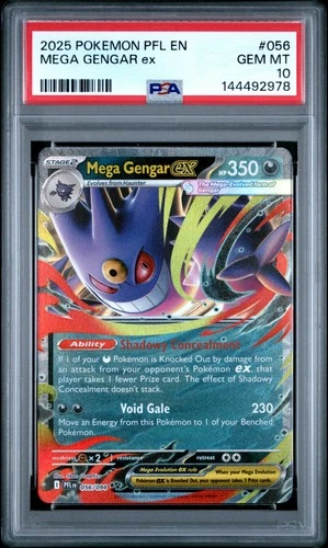 2025 POKEMON PFL EN-PHANTASMAL FLAMES #056 MEGA GENGAR EX PSA 10