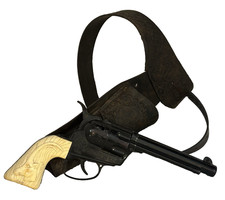 MATTEL "COWBOY IN AFRICA" FANNER-50 TOY PISTOL AND HOLSTER WITH BLACK BELT