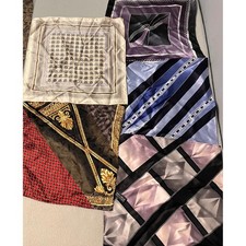 Vintage 100 Silk Pocket Square Bundle 5pc Geometric Striped Baroque Mens Set
