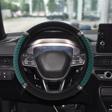 Bling Soft Leather Steering Wheel Cover15 Inch Colorful Rhinestones Auto Elastic Bling Soft Leather Steering Wheel Cover15 Inch Colorful Rhinestones Auto Elastic