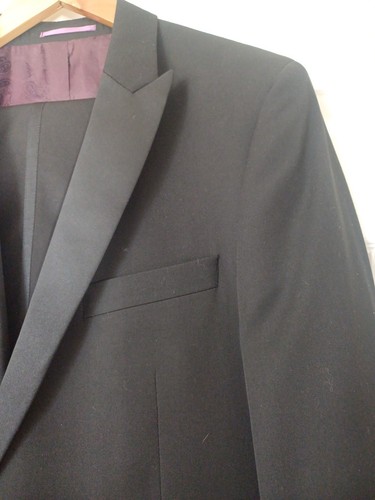 Mens 2 Piece Black Tuxedo Dinner Suit Ch40"R W34" L31" Cruise Prom Wedding Smart - Picture 2 of 19