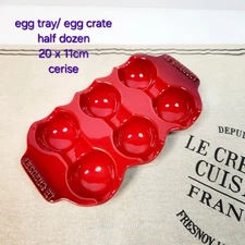 Le Creuset Egg Tray 6pc Cherry Red Stoneware Rare Imported New Auth From Japan
