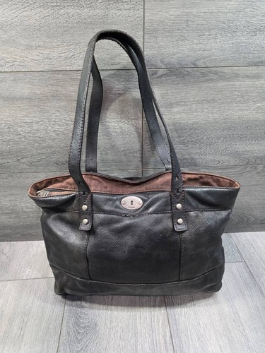 FOSSIL HUNTER SHOPPER TOTE BLACK LEATHER Bag B000760