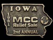 IK07149 VINTAGE 1981  2ND ANNUAL IOWA MCC RELIEF SALE  BELT BUCKLE