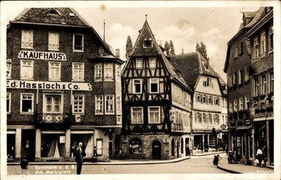 Postcard Bensheim an der Bergstraße Hesse, on the market square, department store... - 4250034