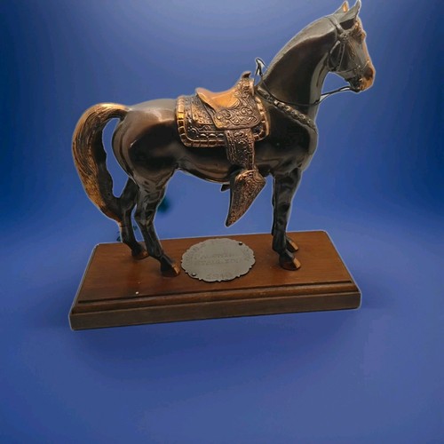 Vintage Western Stallion Horse Trophy Award Bronze Tone Ornate Saddle 1950s