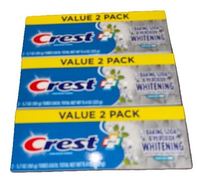 Crest Value 6 Toothpaste Baking Soda & Peroxide-Whitening Fresh Mint-5.7oz Each.