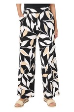 Denim Co. Women's Beach Jersey Full Length Wide Leg Pant BlkLeaf