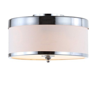 Jonathan Y 15 Chrome/White 2-Light Iron Flush Mount Modern Drum Ceiling Light