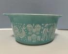 Vintage Pyrex 473 Turquoise Aqua Amish Butterprint  1 Qt Casserole Dish