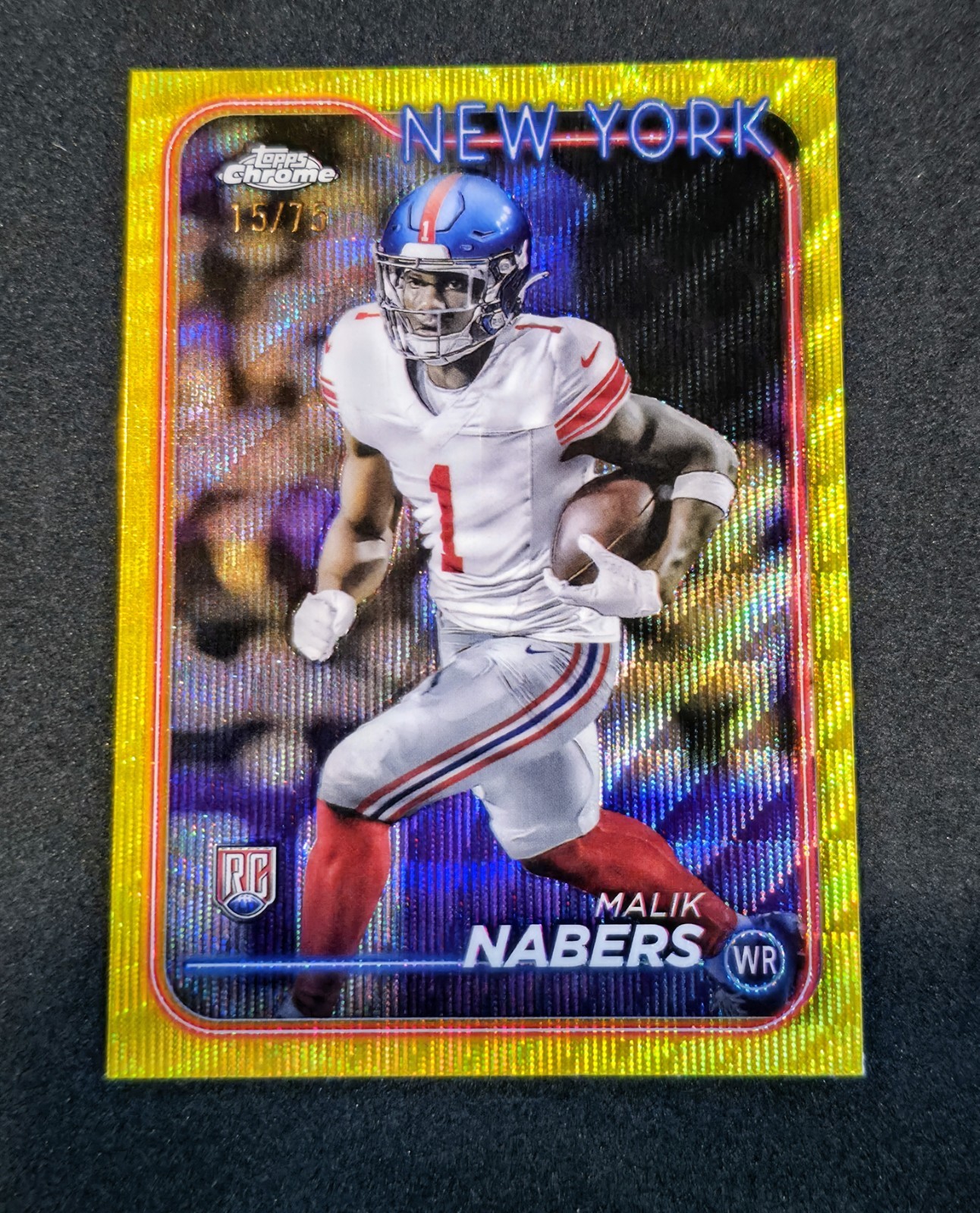 2024 Topps Chrome - Rookies Malik Nabers #205 Yellow Refractor /75 (RC)