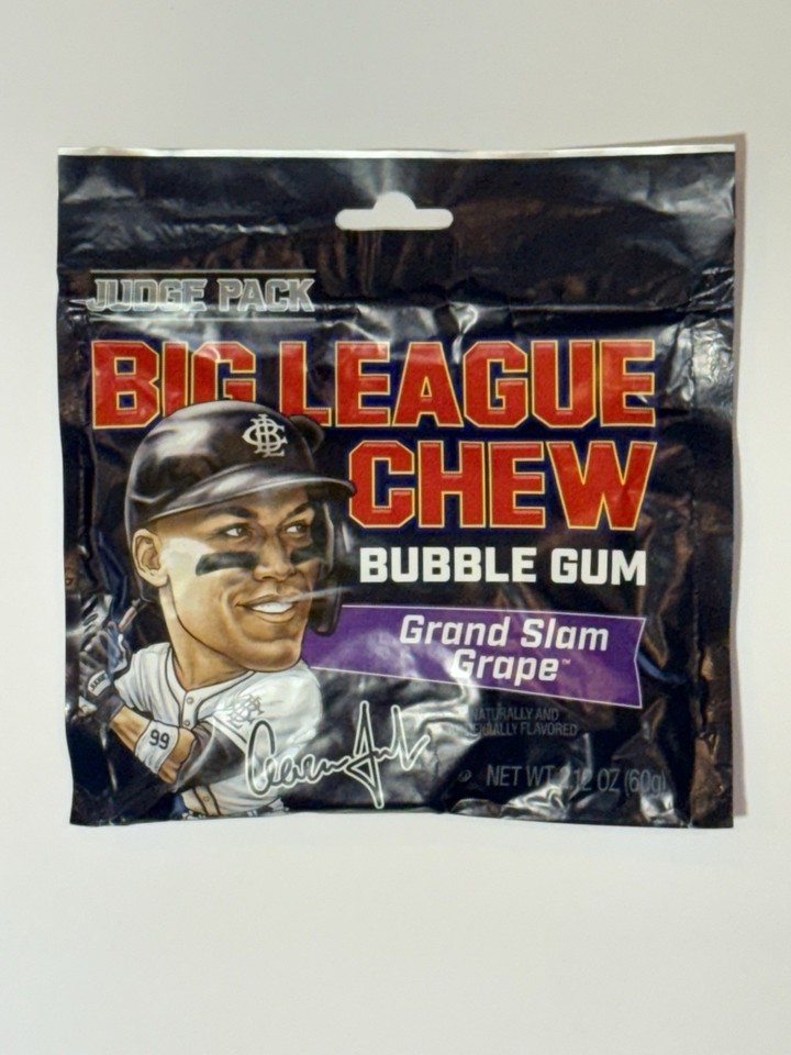 6 Packs Of Aaron Judge Big League Chew Grand Slam Grape Bubble Gum