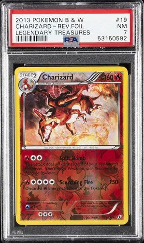 2013 POKEMON B&W LEGEND TREASURES #19 CHARIZARD-REVERSE FOIL PSA 7