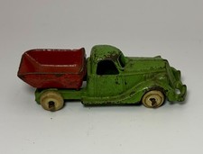 Hubley Cast Iron Dump Truck Green  Red 3.75 Inches