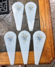 Vintage Excellent Condition Touch Lamp Floral Glass Panels Set 0f 5