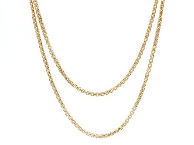 14k Yellow Gold 22'' Beveled Box Link Chain Necklace w/ Lobster Clasp