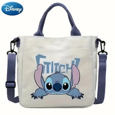 Stitch Cartoon Blue Shoulder Bag Tote with Adjustable Straps Lightweight Tote