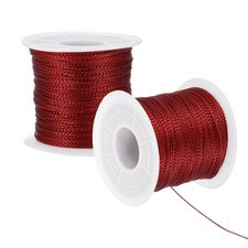2Roll 1 mm x 109 Yards Metallic Tinsel Cord Rope Red Cord Wrapping Ribbon