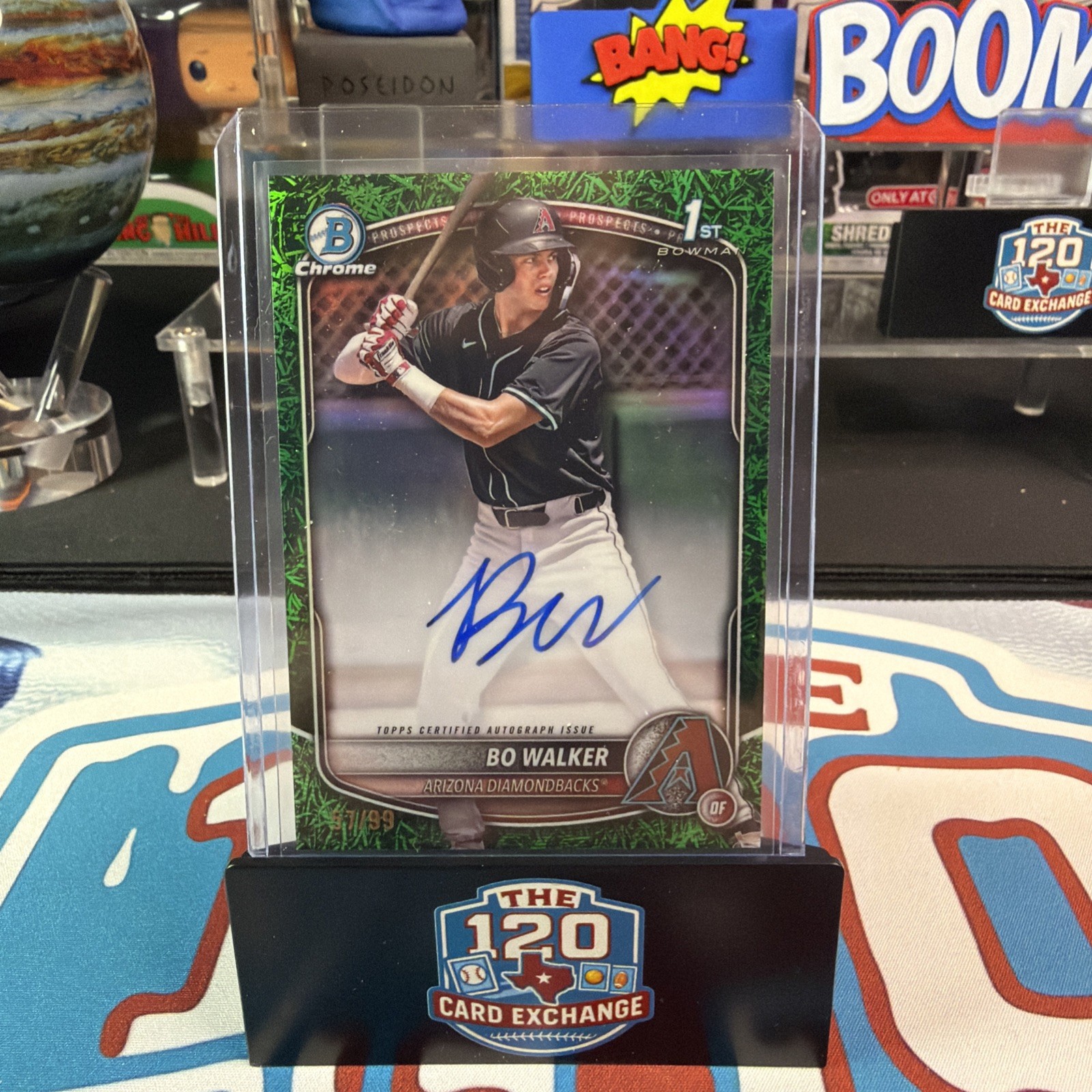 Bo Walker 2025 Bowman Chrome 1st Green Grass /99 On Card Auto Diamondbacks
