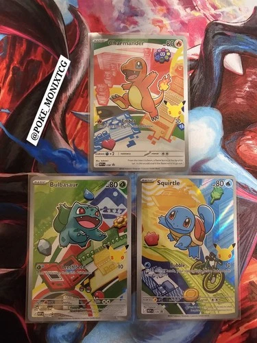 BULBASAUR 037 CHARMANDER 038 SQUIRTLE 039 PROMO 30TH ANNIVERSARY NM SET